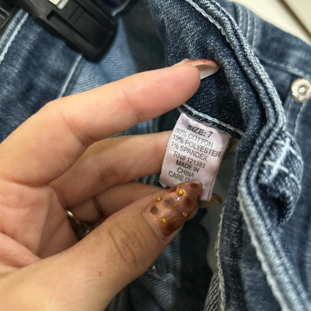 Brooklyn Girl Dark Wash Skinny Jeans Size 7 Grommet Lace Up Pocket Y2K Cyber - Picture 3 of 7